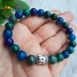 Apatit, azurit-malachit 8 mm-es ásvány karkötő, Buddhával