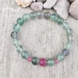 Fluorit 8 mm-es ásvány karkötő, rubellittel
