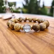 Tájképjáspis 10 mm-es ásvány karkötő, topázzal