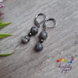 Térkép jáspis 8 mm-es ásvány fülbevaló, hematittal