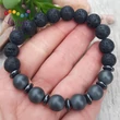 Lávakő 10 mm-es férfi ásvány karkötő, matt hematittal