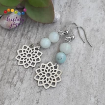 Kvarcit 6 mm-es színes ásvány fülbevaló mandalával