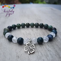 Mohaachát 8 mm ásvány karkötő, repesztett hegyikristállyal