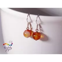 Narancs achát 8 mm-es ezüst ásvány fülbevaló