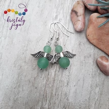 Matt aventurin angyal ásvány fülbevaló