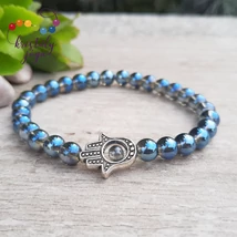 Akva aura 6 mm-es ásvány karkötő, hamszával