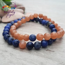 Rózsaszín holdkő, szodalit 6 mm-es ásvány páros karkötő