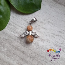 Tájképjáspis szív medál, bőrláncon