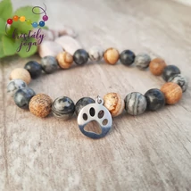 Térkép jáspis, tájkép jáspis, larvikit 8 mm-es ásvány karkötő