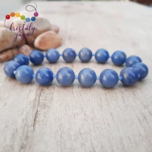 Kékkvarc 10 mm-es ásvány karkötő, akvamarinnal