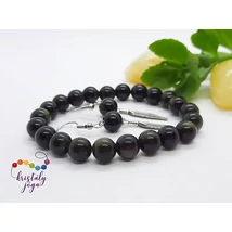 Ezüst obszidián 8 mm-es szett