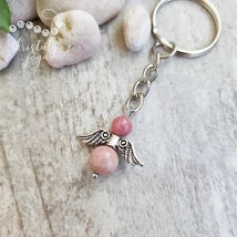 Rózsaszín rodonit angyal kulcstartó