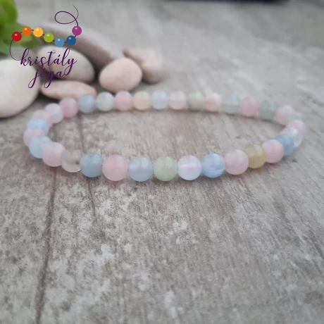 Berill (akvamarin morganit) 6 mm-es ásvány karkötő