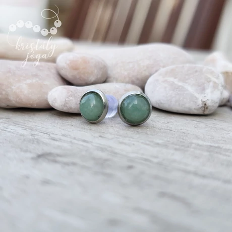 Aventurin 6 mm-es nemesacél ásvány fülbevaló
