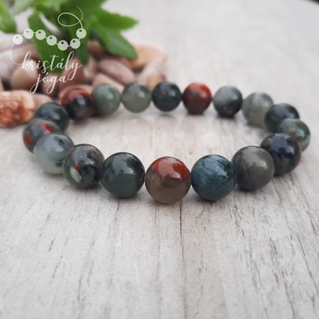 Heliotróp (vérkő) 10 mm-es ásvány karkötő