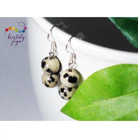 Dalmata jáspis 8 mm-es ezüst ásvány fülbevaló