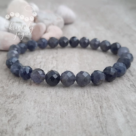 Kordierit-iolit 7 mm-es fazettált ásvány karkötő