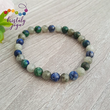 Labradorit azurit-malachit 6 mm-es karkötő