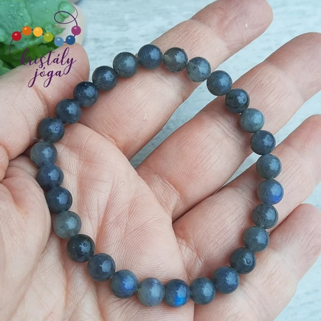 Labradorit 6 mm-es szürke ásvány karkötő