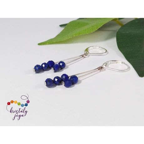 Lapis lazuli 4 mm-es fazettált ezüst ásvány fülbevaló