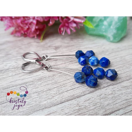 Lapis lazuli 6 mm-es fazettált ásvány fülbevaló