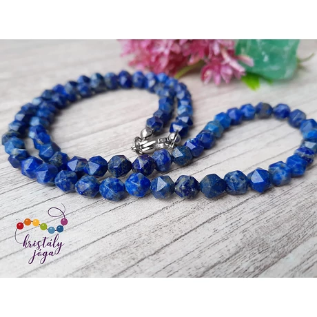 Lapis lazuli 6 mm-es fazettált ásvány gyöngysor