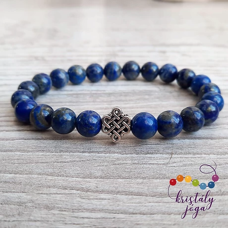 Lapis lazuli 8 mm-es férfi ásvány karkötő végtelen csomóval