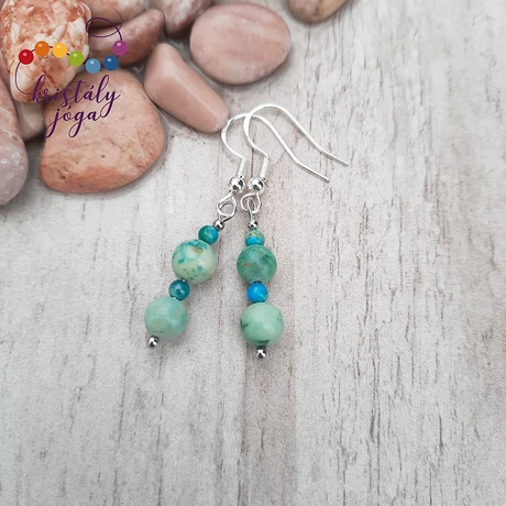 Türkiz (perui krizokolla türkiz) 6 mm-es ásvány fülbevaló